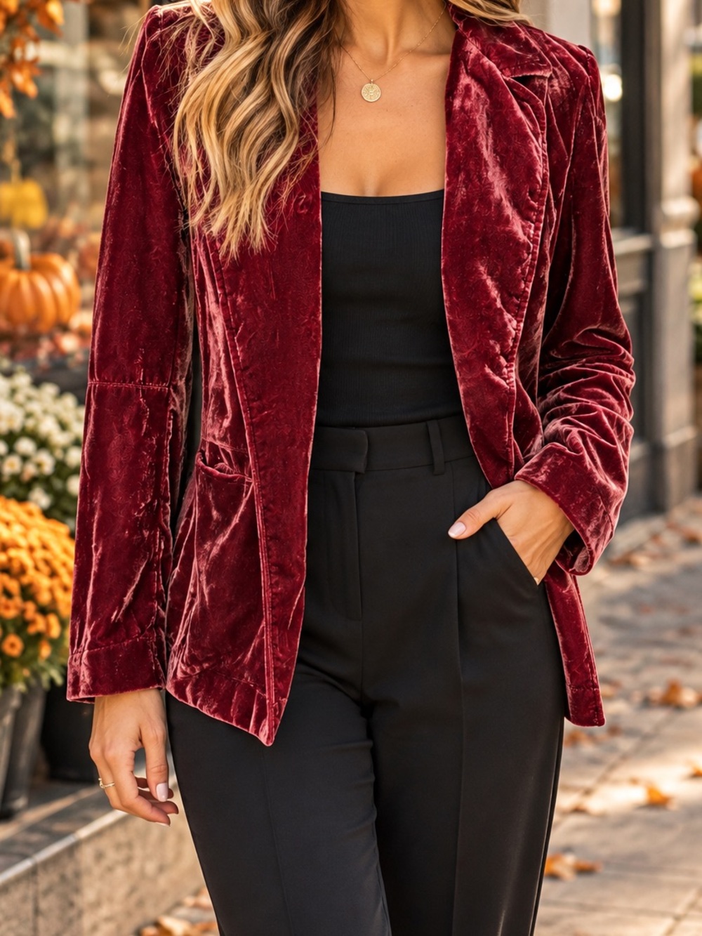 By Anthropologie Red Crushed Velvet Blazer Jacket XS